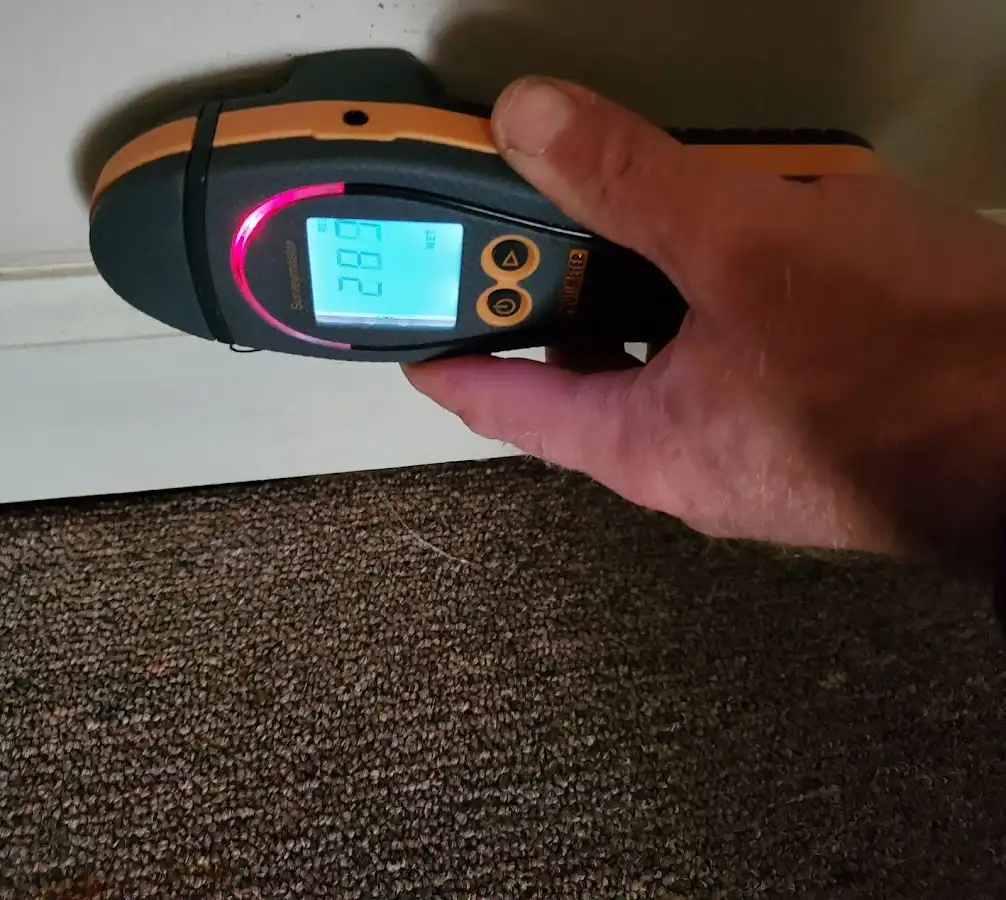 Moisture detection at baseboard during Sewage Cleanup & Sanitation in Cumberland